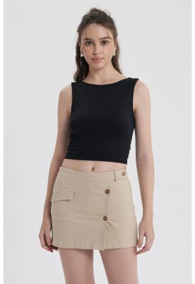 Polera Mujer Con Bote Abertura Negro