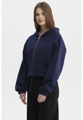 Imagen 2 del producto Polerón Mujer Zipper Crop Azul Oscuro