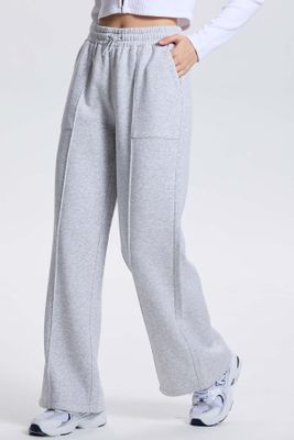 Imagen 2 del producto Pantalón Buzo Mujer Wide Leg Gris Melange