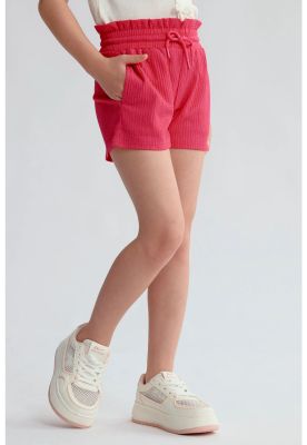 Imagen 2 del producto Short Niña Textura Elasticado Cintura Fucsia
