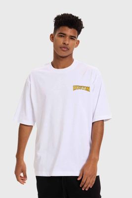 Fashion´S Park Polera Hombre Print Flamas Blanco