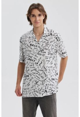 Camisa Hombre Full Print Blanco l