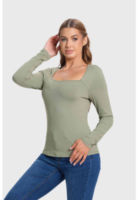 Imagen 2 del producto Polera Mujer Escote Cuadrado Verde