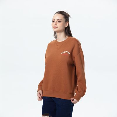 Imagen 2 del producto Polerón Mujer Oversize Print Cafe