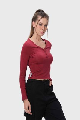 Imagen 2 del producto Polera Mujer Abotonada Burdeo