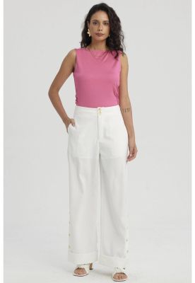 Imagen 2 del producto Pantalón Mujer Sastrero Aplicación Botón Costado Crudo