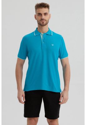 Polera Hombre Piqué Básica Lisa Turquesa - ll