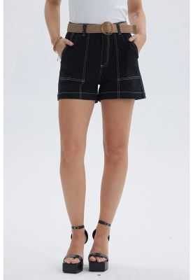 Short Mujer Con Cinturón Negro - ll