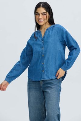 Imagen 1 del producto Blusa Mujer Boho Manga Ancha Azul