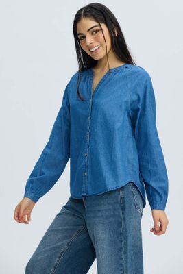 Imagen 2 del producto Blusa Mujer Boho Manga Ancha Azul