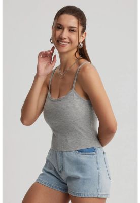 Imagen 2 del producto Peto Mujer Encaje Crop Gris Melange