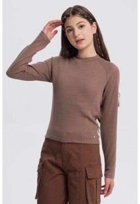 Imagen 2 del producto Polera Niña Cuello Alto Parcial Café