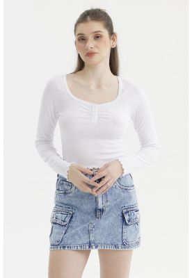 Imagen 1 del producto Polera Mujer Escote Abotonado Blanco