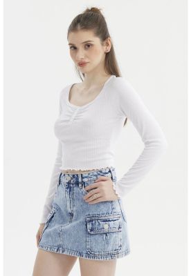 Imagen 2 del producto Polera Mujer Escote Abotonado Blanco