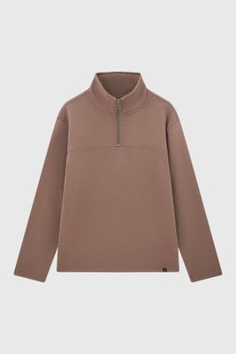 Polerón Hombre Half Zipper Liso Caqui