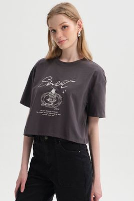 Imagen 2 del producto Polera Mujer Print Crop Gris Marengo