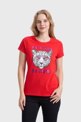 Polera Mujer Básica Print Rojo