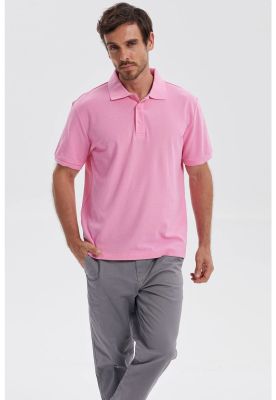 Polera Hombre Piqué Básica Lisa Rosado
