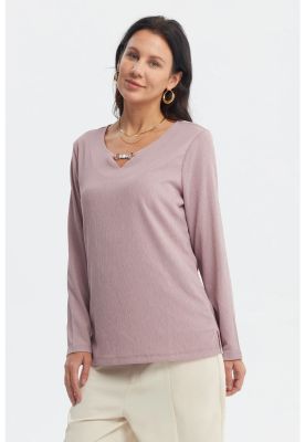 Imagen 2 del producto Polera Mujer Detalle Cuello Malva