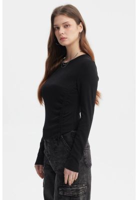 Imagen 2 del producto Polera Mujer Recogido Costado Negro - Vll