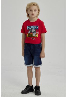 Bermuda Niño Básico Denim Azul Oscuro