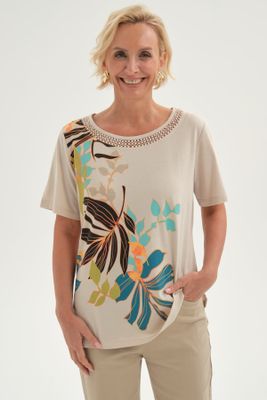 Polera Mujer Estampada Beige II