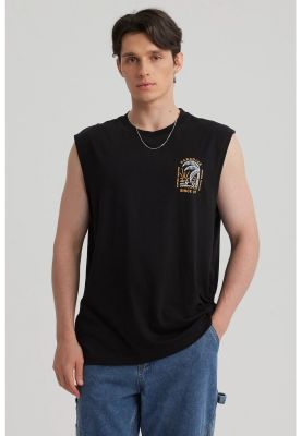 Polera Hombre Doble Print Negro - V