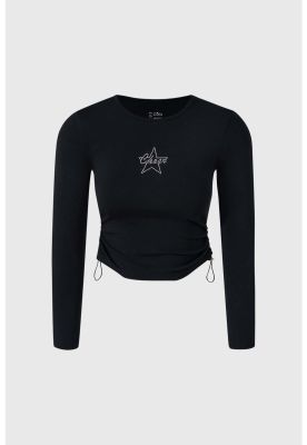 Polera Niña Rígido Strass Negro