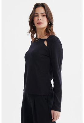 Imagen 2 del producto Polera Mujer Con Abertura Y Nudo Negro