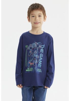 Imagen 2 del producto Polera Niño Fosforescente Azul Oscuro