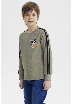 Imagen 2 del producto Polera Niño Bicolor Texturizada Verde Militar