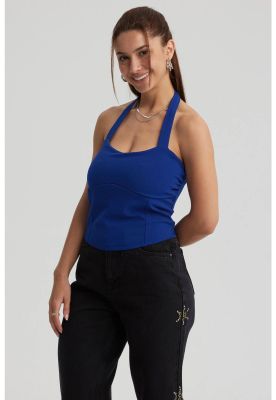 Imagen 2 del producto Polera Mujer Pliegues Azul