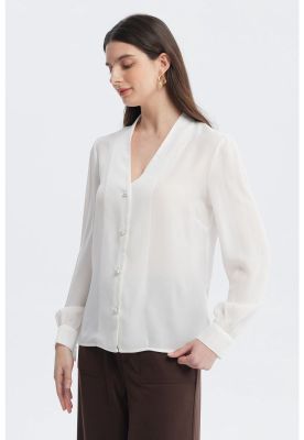 Imagen 2 del producto Blusa Mujer Botones Perla Crudo