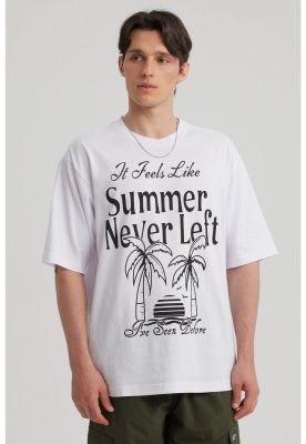 Polera Hombre Print Oversize Blanco