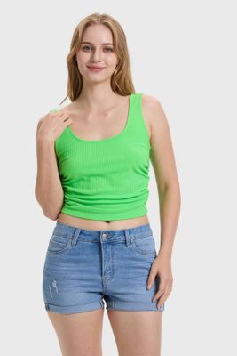 Polera Mujer Recojido Verde Flúor