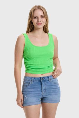 Imagen 2 del producto Polera Mujer Recojido Verde Flúor