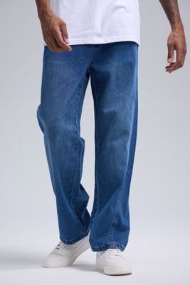 Jeans Hombre Baggy Detalle Azul Oscuro