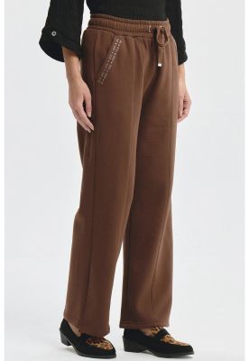 Imagen 2 del producto Pantalón Buzo Mujer Con Costura Frontal Café