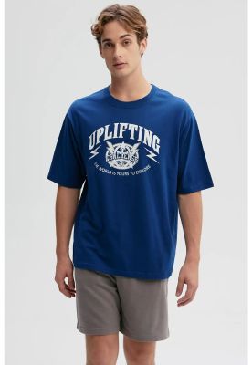 Polera Hombre Print Central Azul l