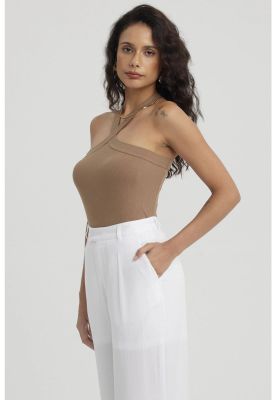 Imagen 2 del producto Polera Mujer Cruzado Rib Café Claro