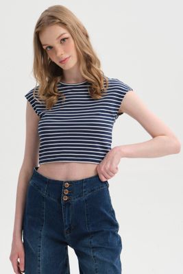Polera Mujer Crop Azul