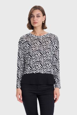 Sweater Mujer Con Faldón Blanco