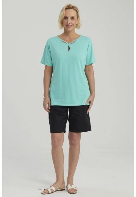 Polera Mujer Lisa Apertura Turquesa