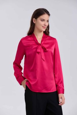 Blusa Mujer Con Lazo Fucsia
