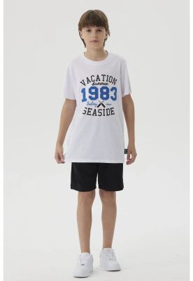 Imagen 2 del producto Polera Niño Letras Bordadas Blanco