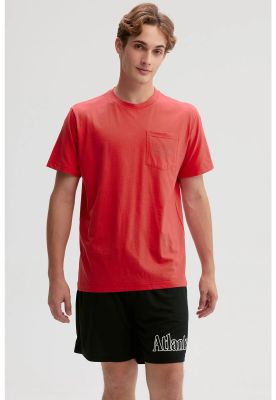 Polera Hombre Con Bolsillo Contraste Rojo