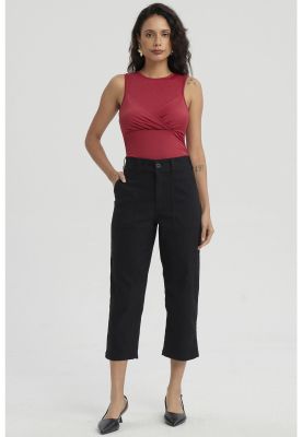Imagen 2 del producto Pantalón Mujer Gabardina Bolsillo Cargo Negro