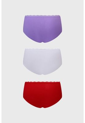 Imagen 2 del producto Calzón Mujer Tripack Pantaleta Detalle Encaje Lila - ll