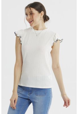 Imagen 1 del producto Polera Mujer Con Vuelos Lisa Crudo