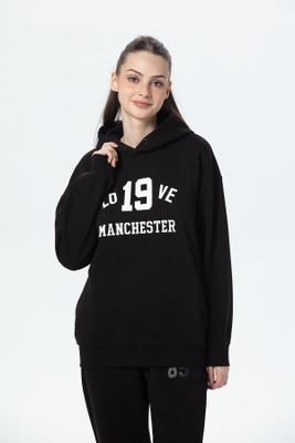 Polerón Mujer Oversize Print Negro